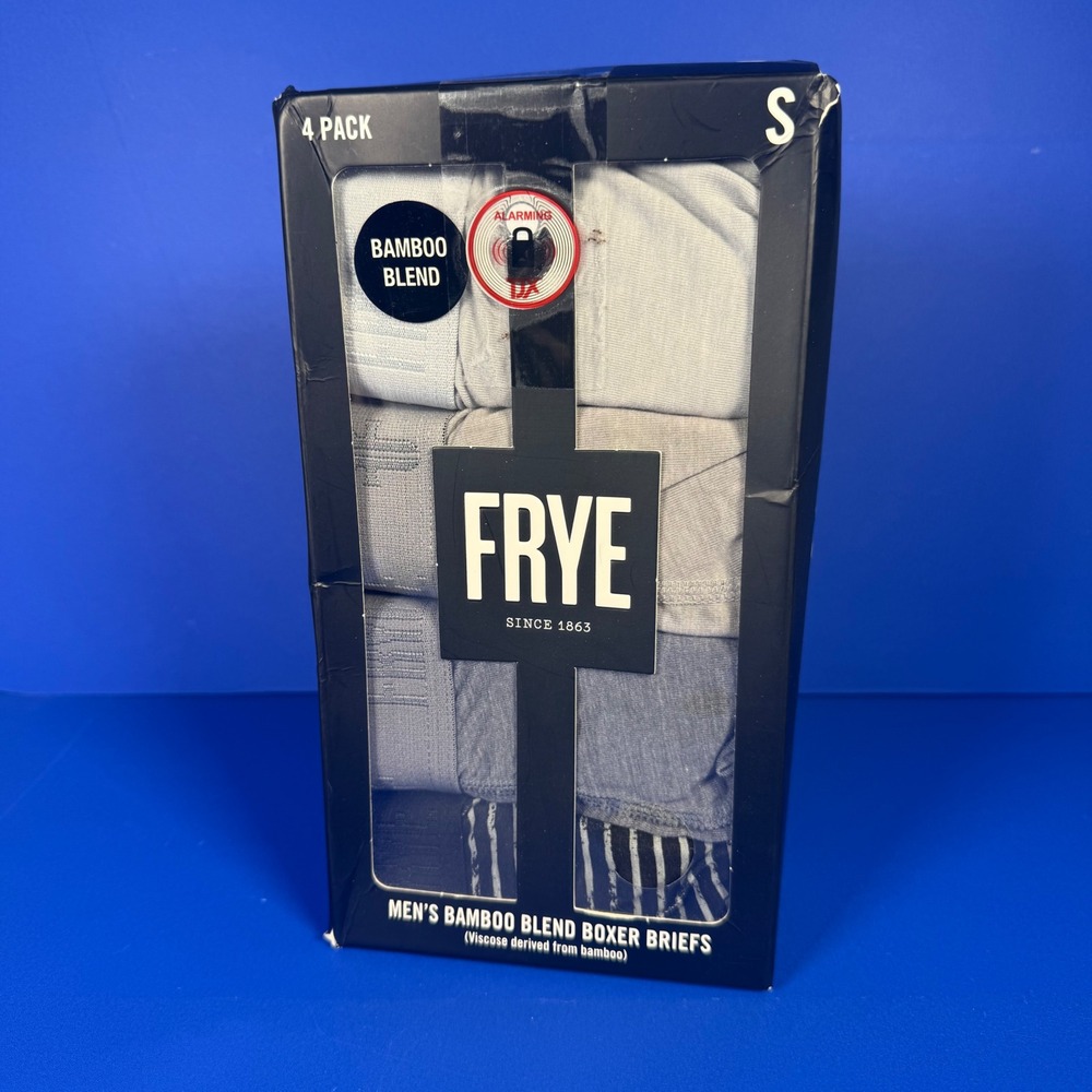 NEW Frye Men's Small Bamboo Blend Boxer Briefs 4 Pack Grey Blue Striped